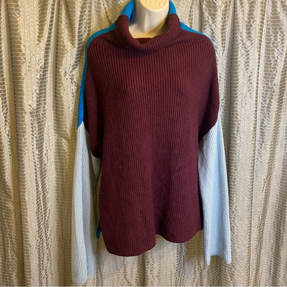Miracle Colorblock Turtleneck Oversized Knit Swea… - image 1